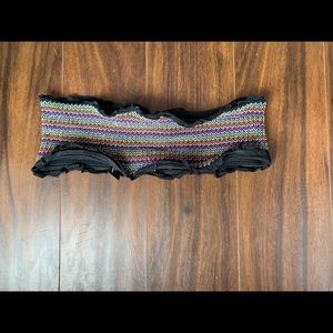 Black colorful striped bandeau